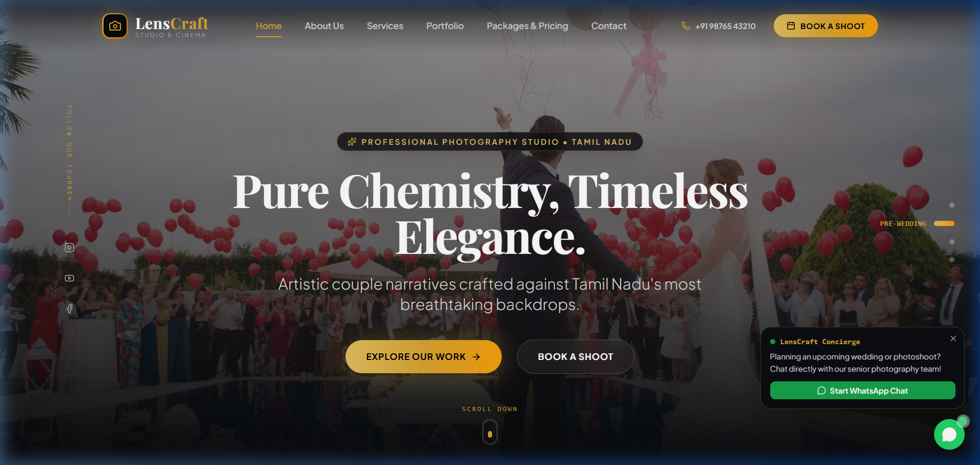 LensCraft Studio & Cinema demo website